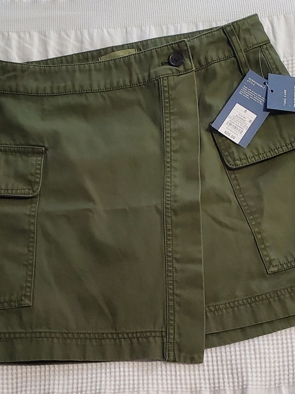 Universal Thread Olive Green Mini Skirt with Front Pockets